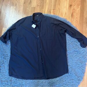 Uniqlo Extra Oversized Navy Cotton Button Down Shirt Size XS NWT